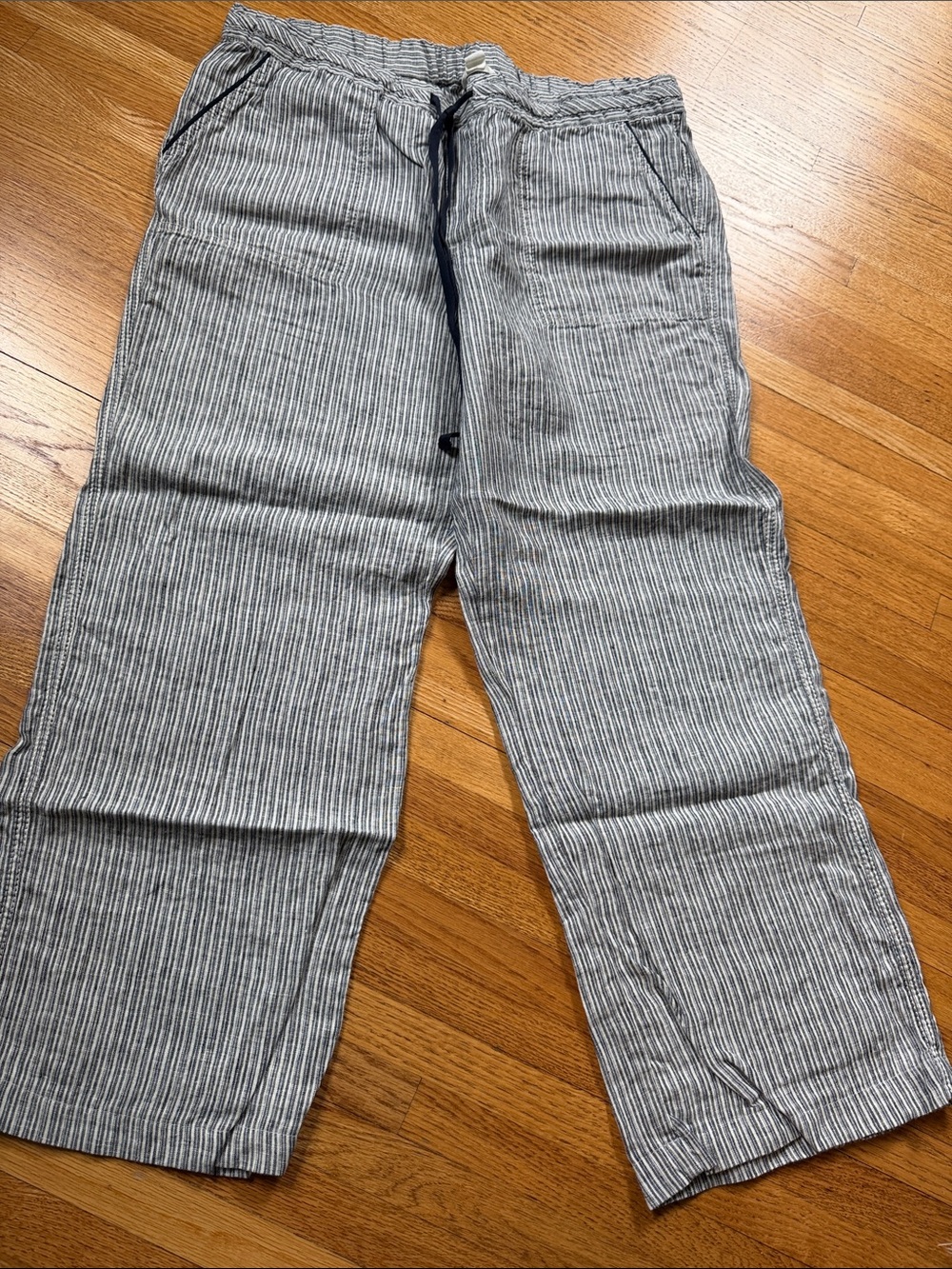 Caslon Gray and White Striped Wide Leg Pants